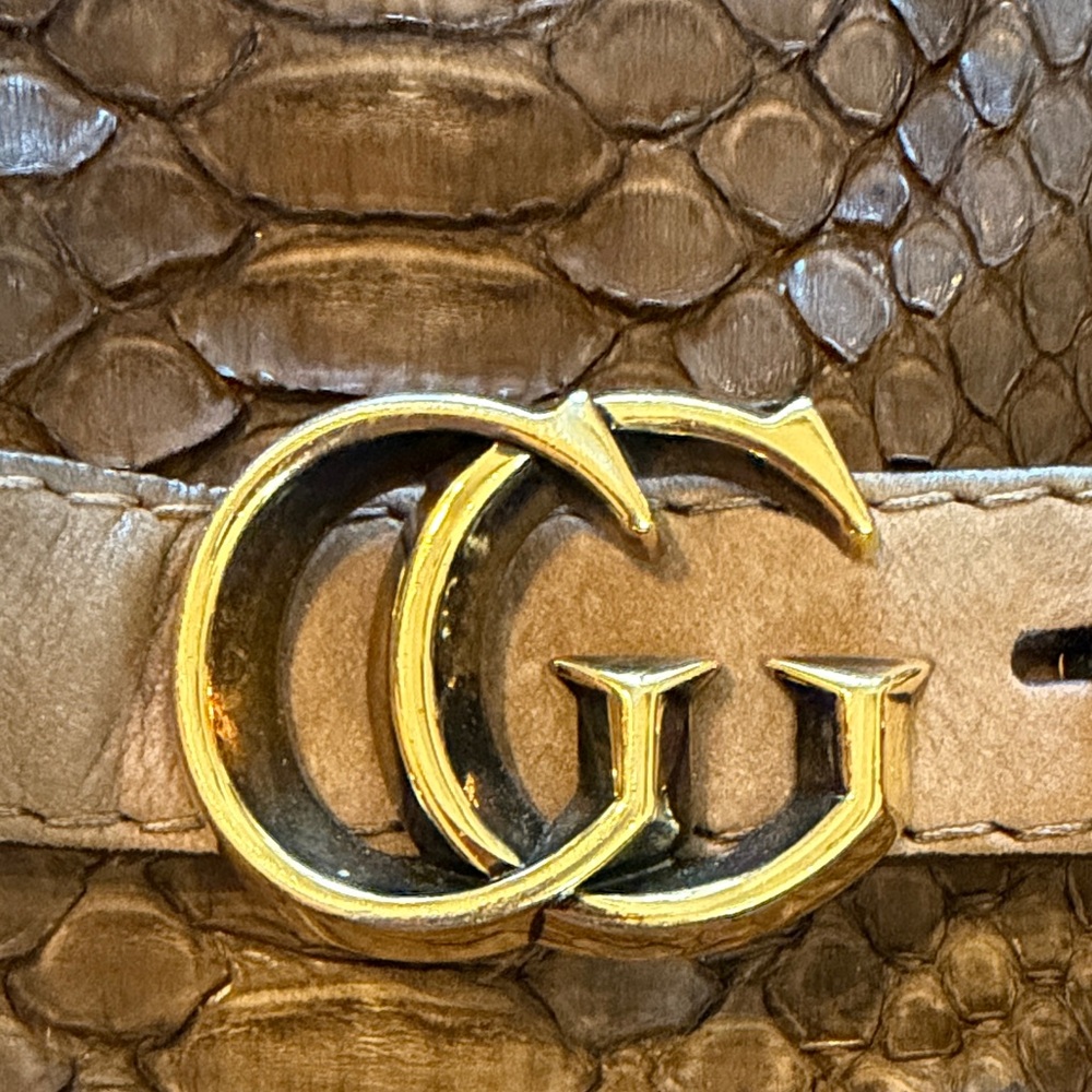 Gucci Brown Python-Embossed Leather Shoulder Bag … - image 3